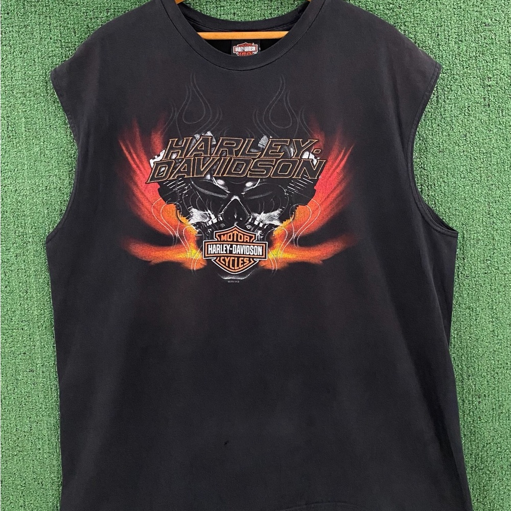 Harley Davidson Biker Skull Flames Texas Sleeveless T-Shirt Men’s Size XL